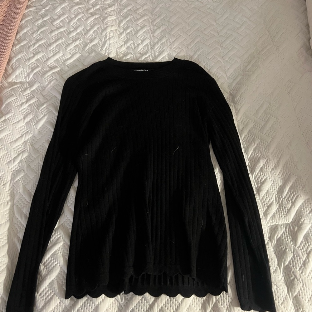 41 Hawthorn Black Ribbed Long Sleeve Top